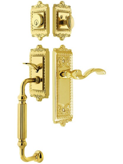 Windsor Entry Lock Set in PVD Finish with Left-Handed Portofino Lever and